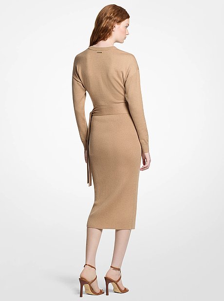 Robe mi-longue portefeuille en tricot