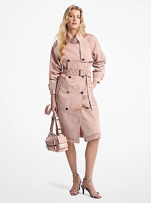 Garment-Dyed Denim Trench Coat