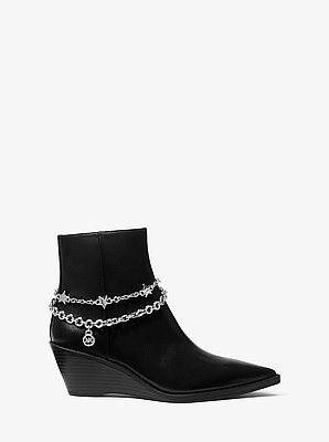Austin Embellished Leather Wedge Boot