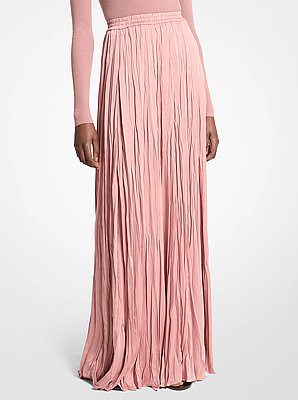 Crushed Techno Charmeuse Maxi Skirt