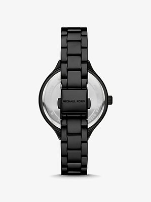 Aspyn Pav&eacute; Logo Black-Tone Watch
