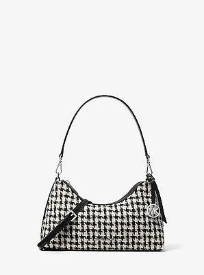 Sammy Small Woven Houndstooth Convertible Crossbody Bag
