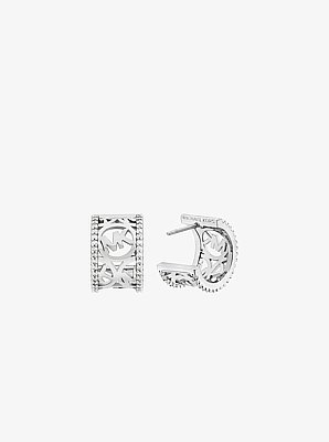 Pav&eacute; Logo Huggie Earrings