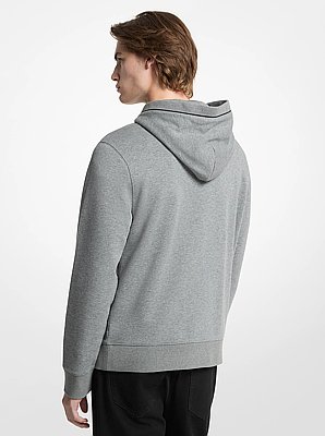 Logo Trim Cotton Blend Terry Hoodie