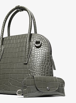 Bolso satchel Kaitlin mediano con dise&ntilde;o de piel de cocodrilo en relieve