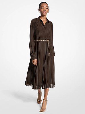 Plissiertes Hemdkleid aus Georgette