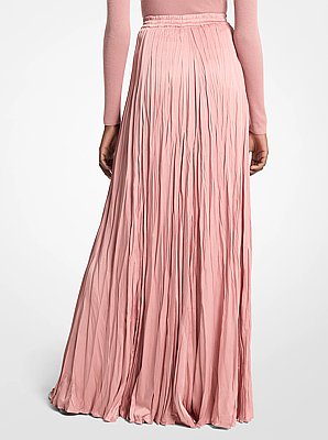 Crushed Techno Charmeuse Maxi Skirt