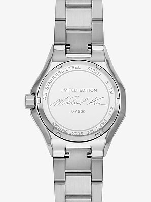 PRIDE Limited-Edition Oversized Raquel Rainbow Pav&eacute; Silver-Tone Watch