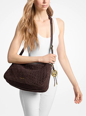 Nolita Medium Hand-Woven Suede Shoulder Bag