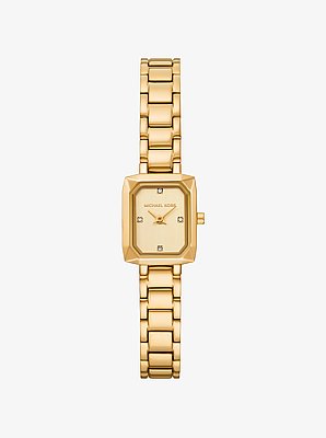 Micro Alane Pav&eacute; Gold-Tone Watch