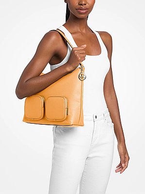Grand sac &agrave; &eacute;paule cargo Merritt en cuir grain&eacute;