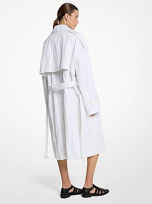 Crushed Cotton Gabardine Trench Coat