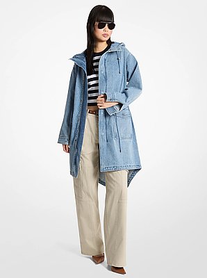 Parka en denim &agrave; capuche