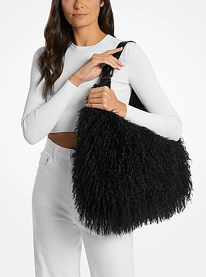 Schultertasche Nolita Large aus Lammfellimitat