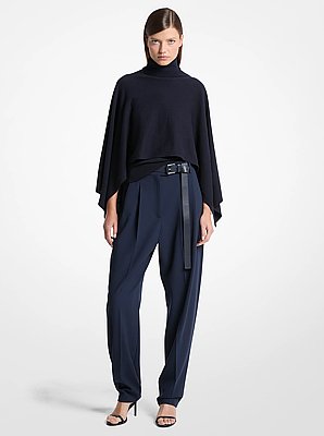 Draped Cashmere Turtleneck Caftan Top