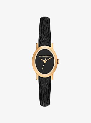 Petite Maude Gold-Tone and Lizard Embossed Leather Watch