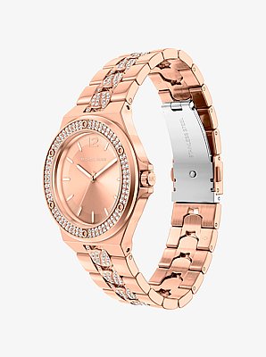 Lennox Pav&eacute; Rose Gold-Tone Watch