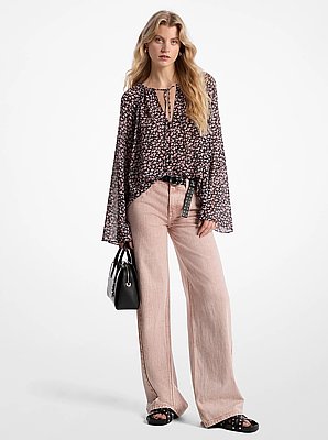 Vaquero de pierna ancha con efecto te&ntilde;ido