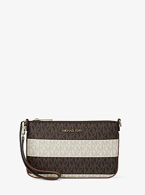 Jet Set Travel Small Striped Signature Logo Convertible Wristlet