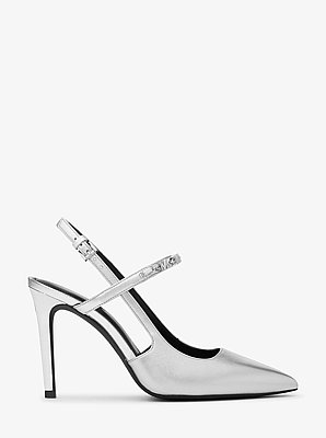 D&eacute;collet&eacute; slingback Dina Flex in pelle metallizzata