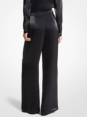 Doubleface-Hose aus gecrinkeltem Georgette in Metallic-Optik mit weitem Bein