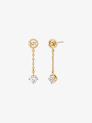 Aretes de gota de circonia c&uacute;bica con logotipo
