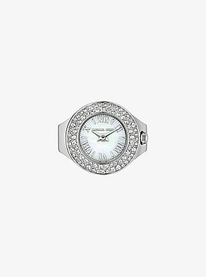 Reloj anillo Liliane en tono plateado con pav&eacute;