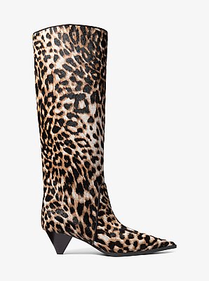 Jayla Leopard Print Calf Hair Knee-High Boot