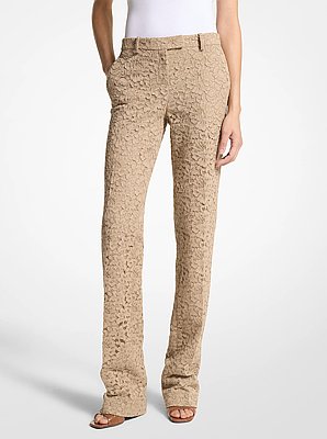 Carolyn Floral Lace Straight-Leg Trousers