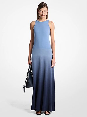 Vestido de cachemira con efecto ombr&eacute; y cuello halter deportivo