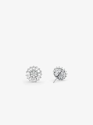 Precious Metal-Plated Sterling Silver Pav&eacute; Stud Earrings