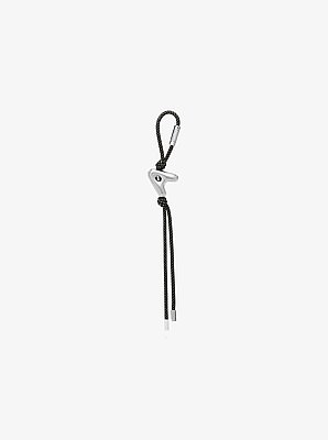 Initial Silver-Tone and Speckled Cord Bag Charm