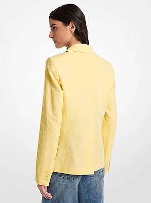 Blazer aus Leinen und Baumwolle mit aufgesetzten Taschen