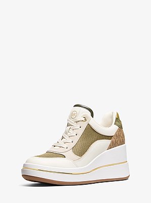 Emmy Leather Calf Hair Wedge Trainer