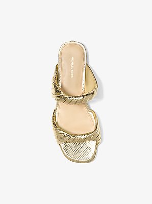 Kiana Metallic Snake Embossed Leather Sandal