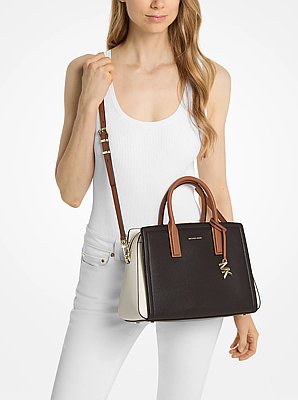Laila Medium Color-Block Pebbled Leather Satchel