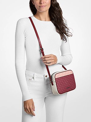 Jet Set Travel Large Signature Logo Color-Block Camera Crossbody Bag