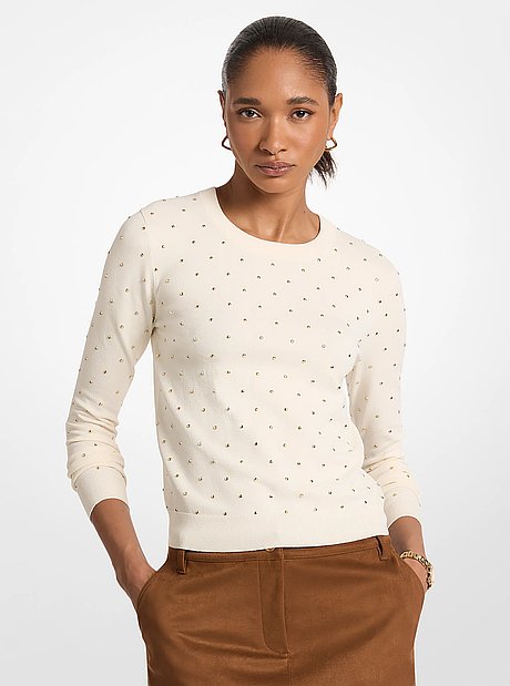 Studded Stretch Viscose Sweater 