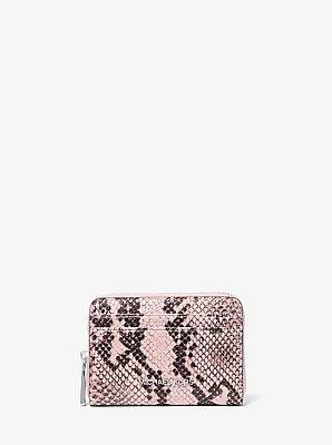 Jet Set Small Snake Embossed Leather Wallet