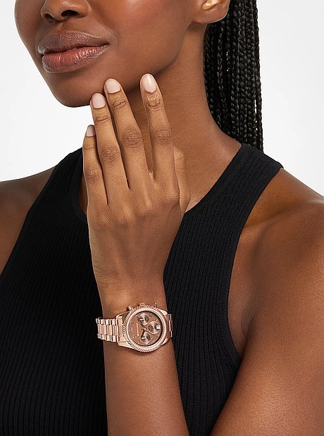 Lexington Pav&eacute; Rose Gold-Tone Watch 