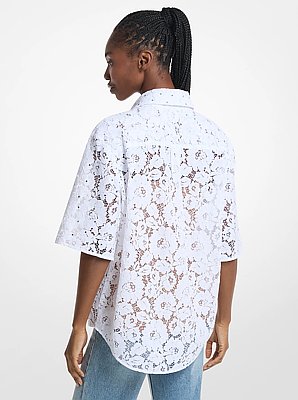Studded Corded Floral Lace Shirt