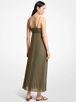 Pleated Georgette Maxi Dress
