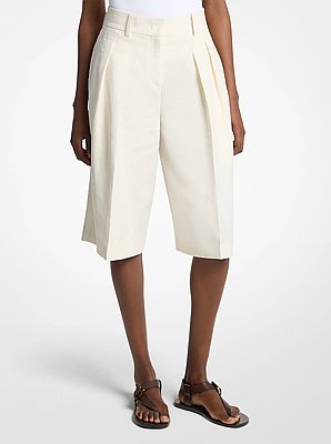 Pleated Linen Trouser Shorts