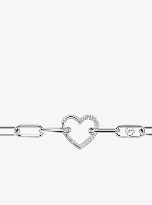 Pav&eacute; Heart Curb-Link Bracelet