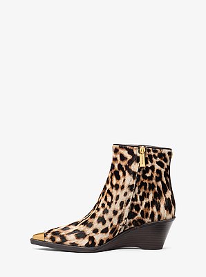 Austin Leopard Print Calf Hair Wedge Boot