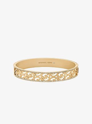 Pav&eacute; Perforated Logo Bangle