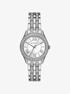 Harlowe Pav&eacute; Silver-Tone Watch