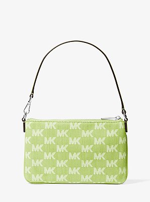 Jet Set Travel Small Logo Jacquard Denim Wristlet