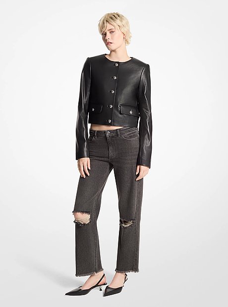 Leather Cropped Jacket