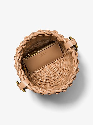 Julie Large Woven Leather Bucket Bag